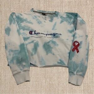 Champagne Blue and White Tie-Dye Women's Sweater